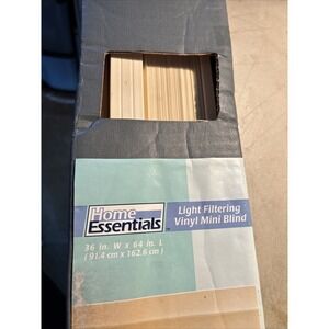 Home Essentials 1 inch PVC Mini Blind Light Filtering Alabaster 36"W x 64"L x 1"